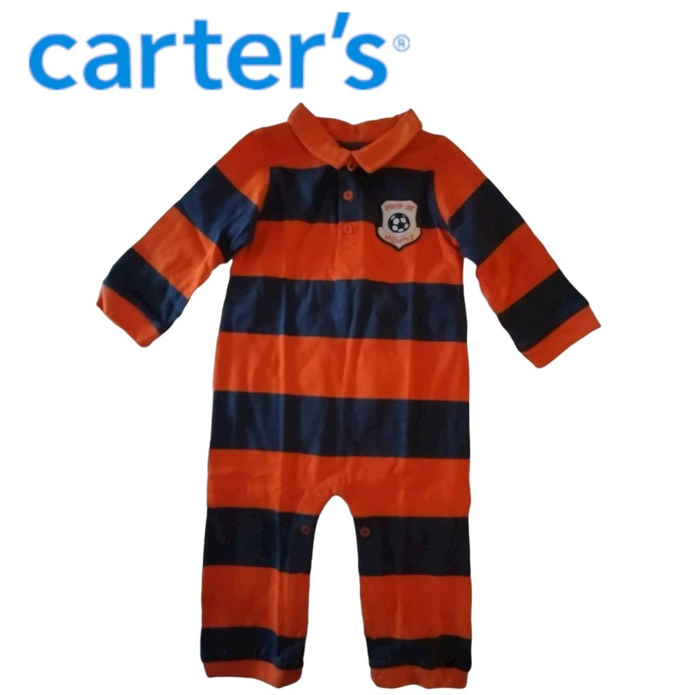 CARTER'S Baby Boy Striped Soccer Jumpsuit Coverall Romper 24 Months NWT